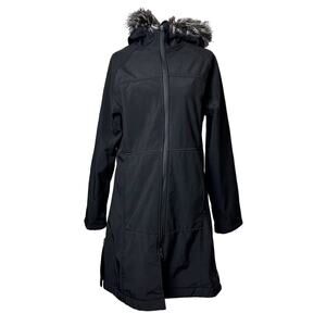 Fjall Women’s Black Faux Fur Hood Parka Jacket Size S Lightweight Coat